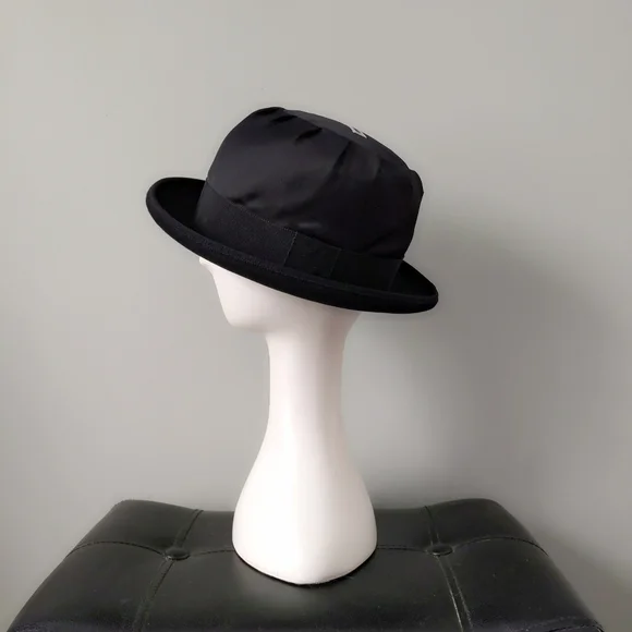 Rare Vintage 1990's Emporio Armani Italy Archival Satin Top Wool Hard Bowler Hat